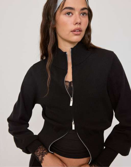 Stradivarius aansluitend vest met rits in zwart, 5 van 7