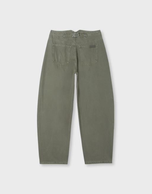 Stradivarius Adjustable barrel trousers in khaki, 7 of 7