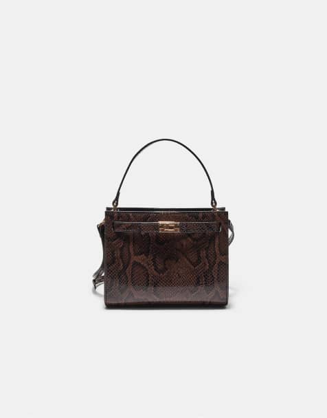 Stradivarius Animal print leather effect crossbody bag in brown - view 1