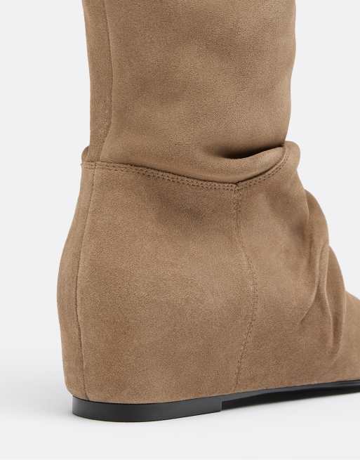 Stradivarius ankelboots med kilklack i beige, 4 av 5