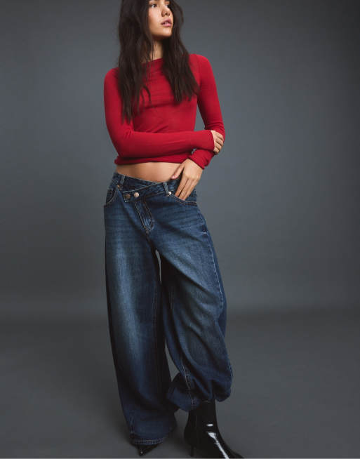 Stradivarius ankelboots med krokodileffekt och taxklack i svart, 6 av 6