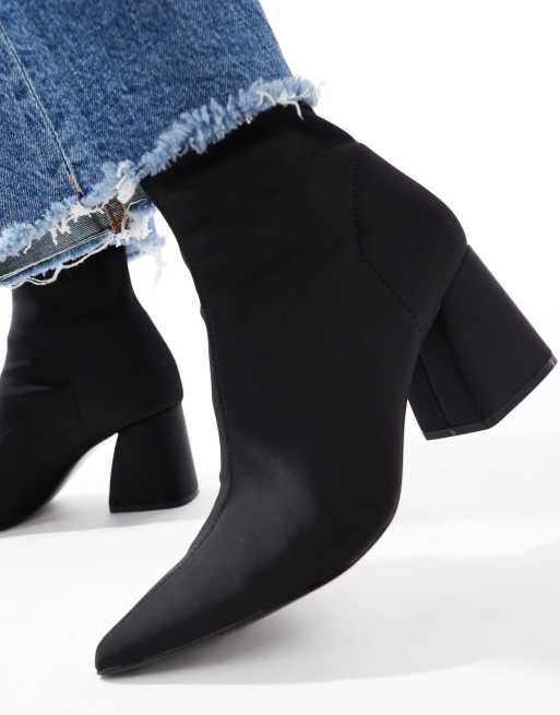 Stradivarius ankle boots in black with chunky heel ASOS