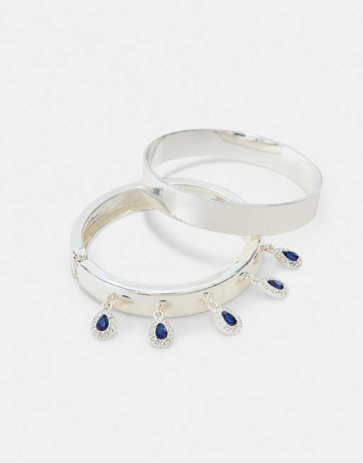 Stradivarius armbandenset met sierlijke bedeltjes in grijs, 4 van 4