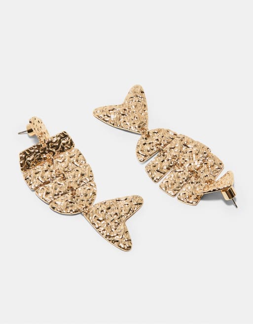 Stradivarius Articulated fish earrings in gold, 2 of 4