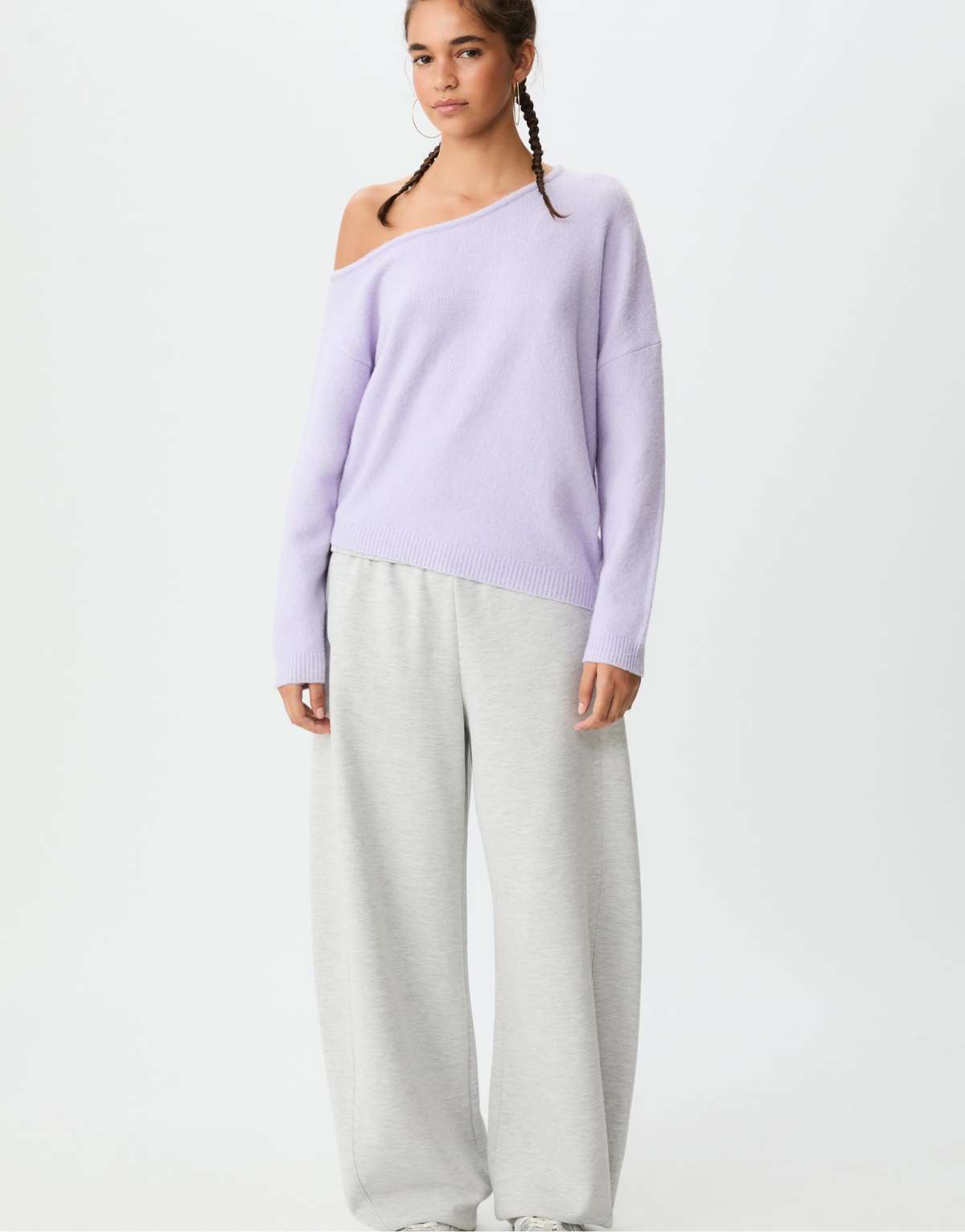 Stradivarius Asymmetric knit sweater in mauve