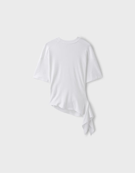 Stradivarius asymmetrisch T-shirt met korte mouwen in ecru, 7 van 7