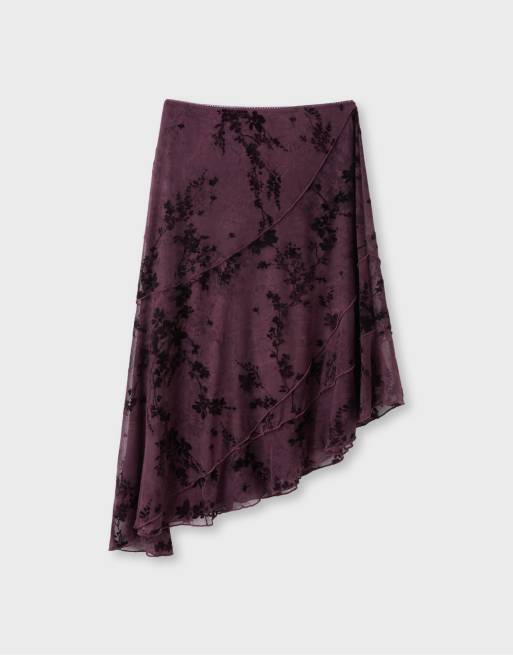 Stradivarius asymmetrische tule rok in paars, 7 van 7
