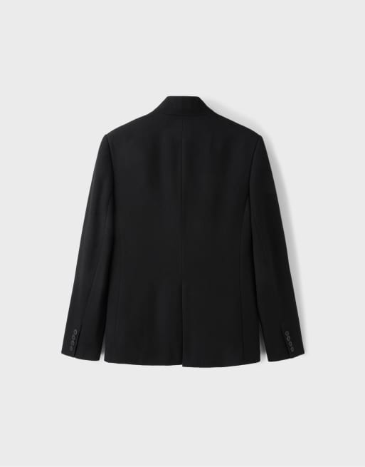 Stradivarius asymmetrischer Blazer aus Wollmix in Schwarz, 7 von 7