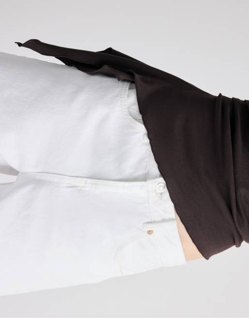 Stradivarius asymmetrisk t-shirt med korta ärmar i brun, 4 av 7