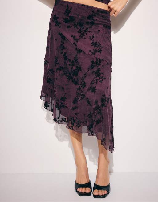 Stradivarius asymmetrisk tyllkjol i lila, 2 av 7