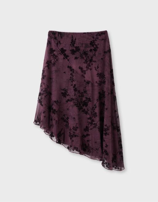 Stradivarius asymmetrisk tyllkjol i lila, 6 av 7