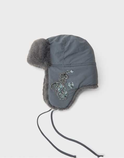 Stradivarius Aviator hat with rhinestones in dark grey - view 1