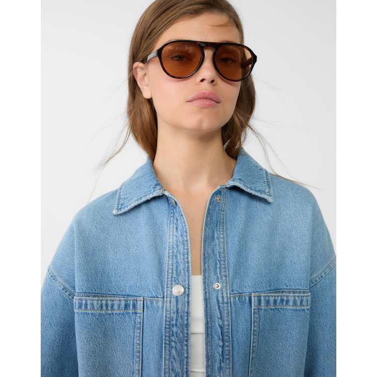 Stradivarius aviator sunglasses in brown | ASOS display picture 2