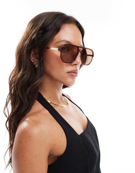 Stradivarius aviator sunglasses in red