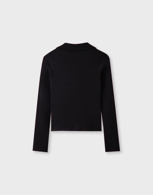 Stradivarius B03 stretch polo shirt in black, 7 of 7