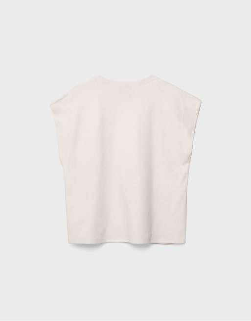 Stradivarius - B06 - T-shirt basique à épaules tombantes - Taupe, 7 de 7