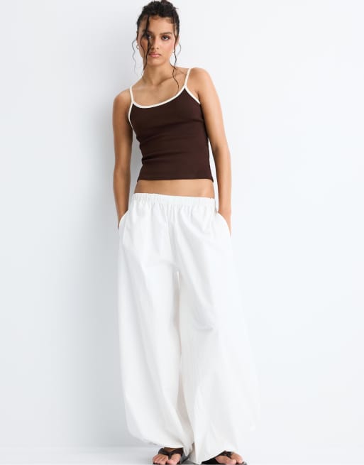 Stradivarius - B07 - Brun top med ribbede stropper, 2 af 4