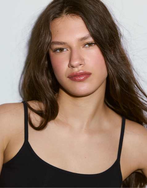 Stradivarius B07 ribbed strap top in black - view 1