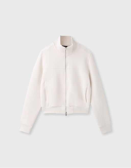 Stradivarius B09 cropped high-neck zip-up sweatshirt in vanilla, 6 of 7