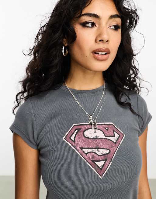 Superman Logo Jersey Print Women's T-Shirt