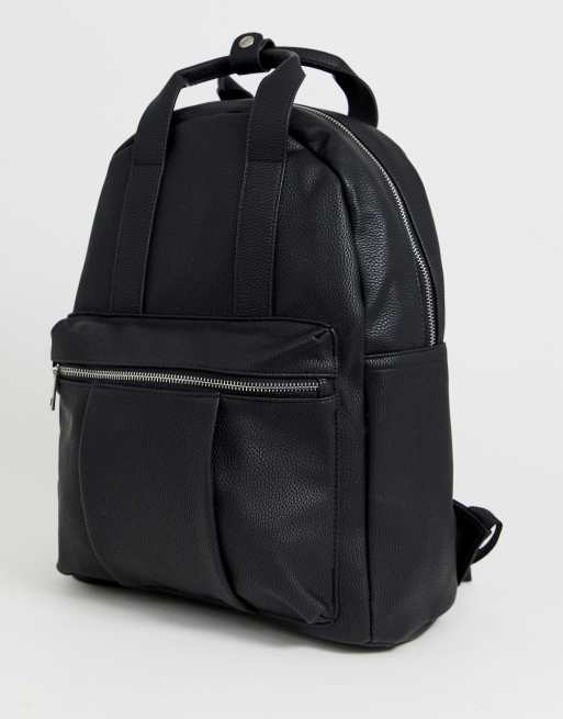 Stradivarius backpack with front handle in black | ASOS