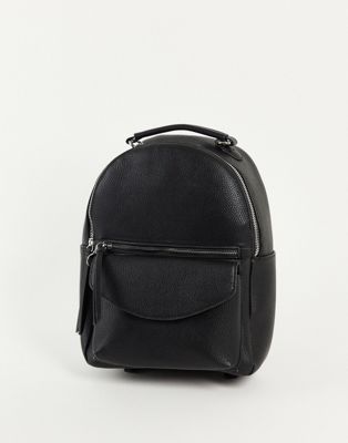 Stradivarius backpack with front pocket and top handle in black