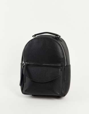 Stradivarius backpack with front pocket and top handle in black