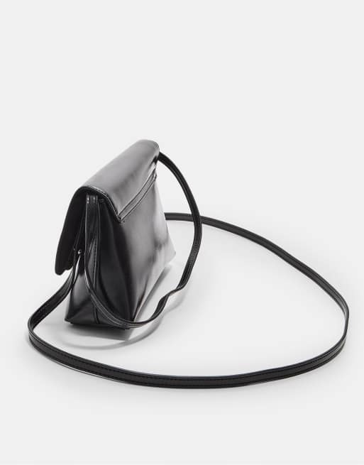 Stradivarius Bag with asymmetric metal clasp in black, 3 of 3