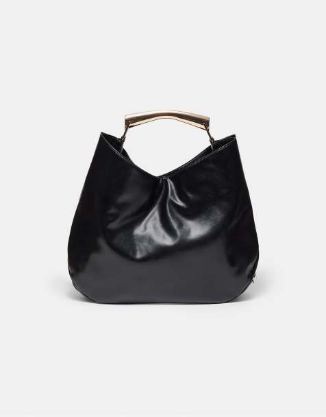 Stradivarius Bag with metal handle in black - view 1