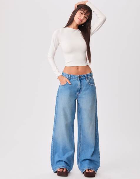 Stradivarius - Baggy jeans in middenblauwe denim - view 1