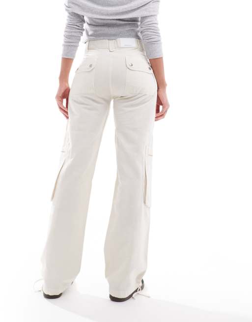 Stradivarius - Baggy jeans met utility zakken in zandkleur, 3 van 5