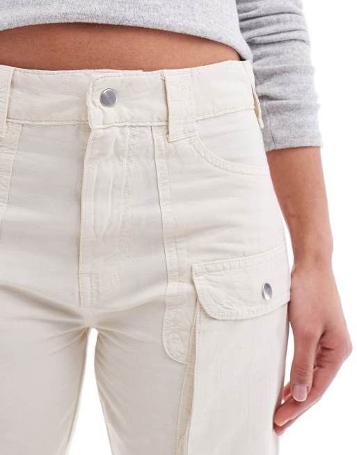 Stradivarius - Baggy jeans met utility zakken in zandkleur, 5 van 5