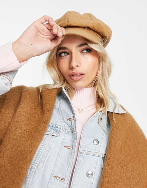 Stradivarius baker boy hat in camel