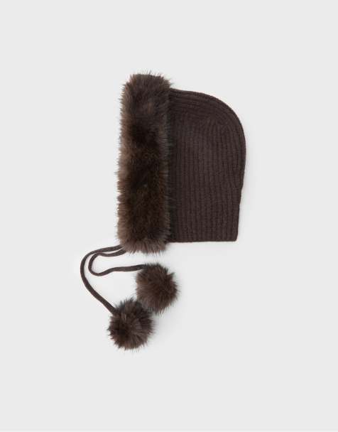 Stradivarius balaclava i imiteret pels i brun - view 1