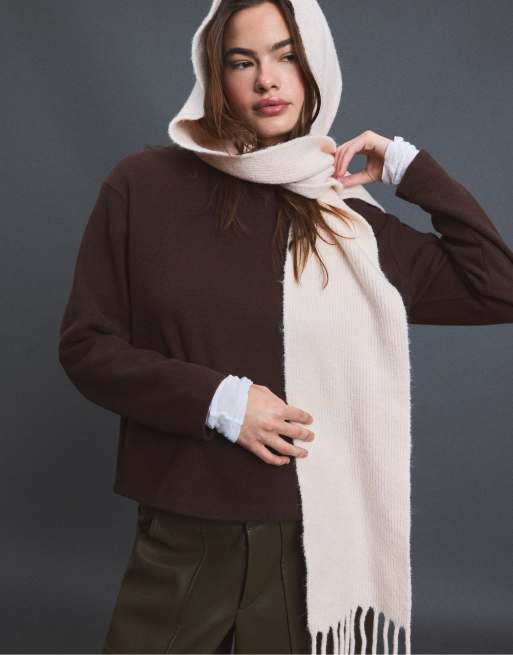 Stradivarius Balaclava scarf in ecru, 2 of 4
