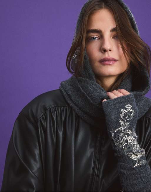 Stradivarius balaklava med strass i mörkgrått, 3 av 4