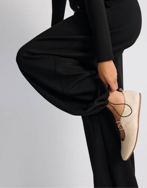 Stradivarius ballerina-sneakers med elastik i råhvid, 6 af 7