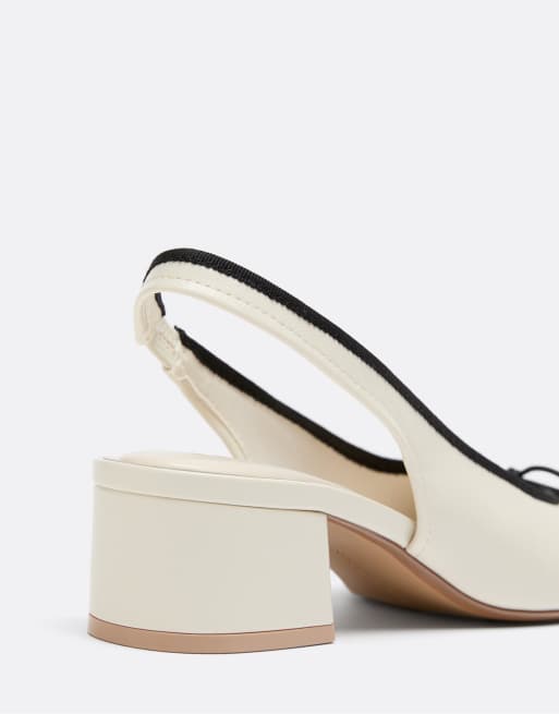 Stradivarius ballerina's met hak in ecru, 5 van 7