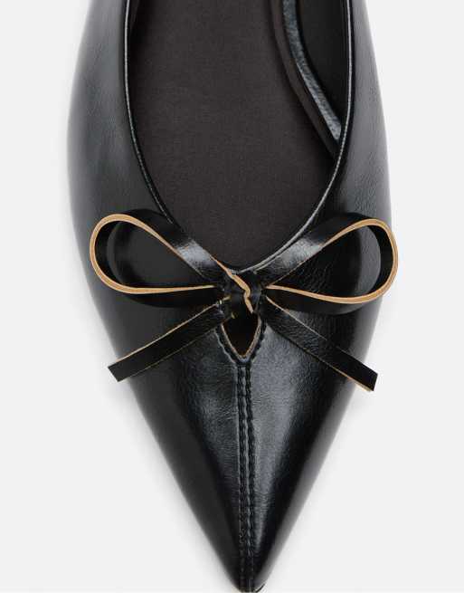 Stradivarius ballerina's met puntneus en slingback in zwart, 4 van 6