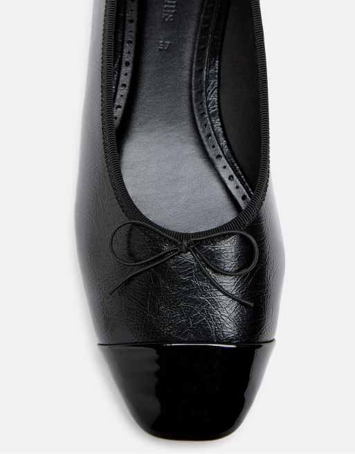 Stradivarius - Ballerina's met strikdetail en leereffect in zwart, 4 van 4