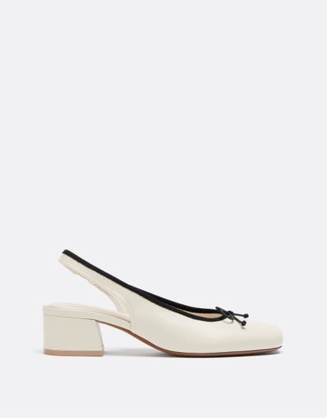 Stradivarius ballerine con tacco color ecru - view 1