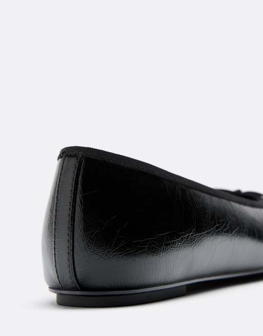 Stradivarius - Ballerine nere in pelle sintetica con fiocco, 3 di 4