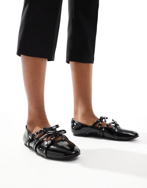 Stradivarius - Ballerines cloutées à brides - Noir - view 1