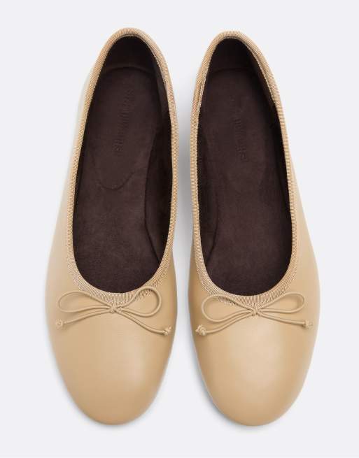 Stradivarius Ballerines en cuir à nœud, écru, 2 de 4