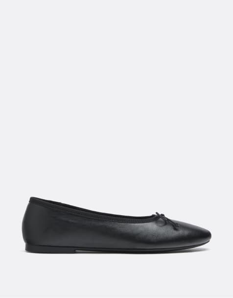 Stradivarius ballerines en cuir à nœud noires - view 1