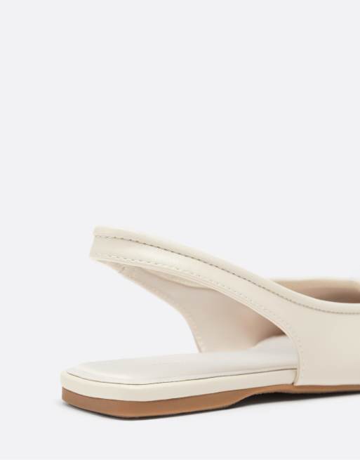 Stradivarius ballerines slingback effet cuir en écru, 6 de 6