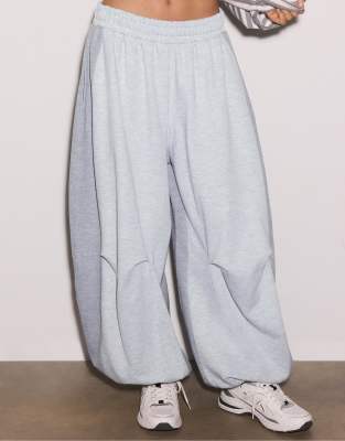 Stradivarius - Ballon-Jogginghose in Grau meliert mit Stoppern
