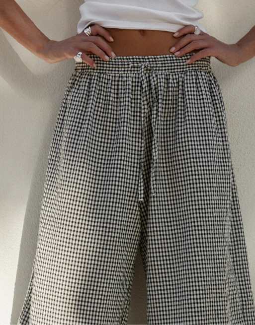 Stradivarius – Ballonhose in Ecru kariert, 4 von 7