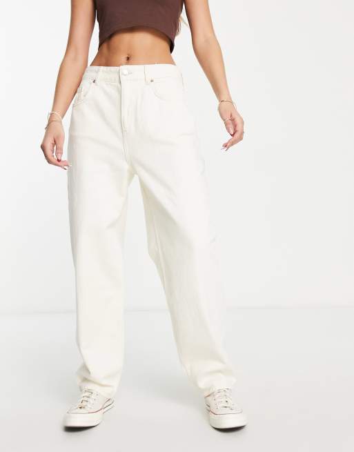 Stradivarius – Ballonjeans in Ecru