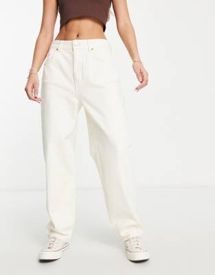 Stradivarius balloon jean in ecru | ASOS